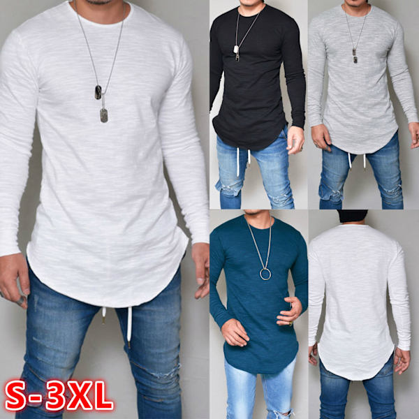 Ny herr långärmad pullover T-shirt grey M
