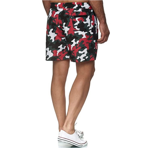 Fitness Portabla shorts med spetsficka Träningsbyxor för män Red Camouflage L