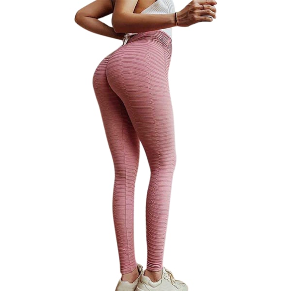 Elastiska hög midja höft yoga byxor Sexiga mode kvinnor byxor Pink L