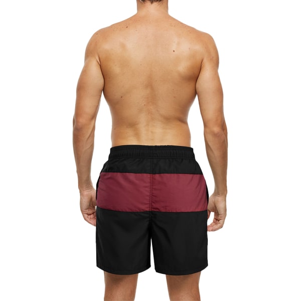 Snygga Colorblock Casual Resårshorts med snörning i midjan för män Black-red XL