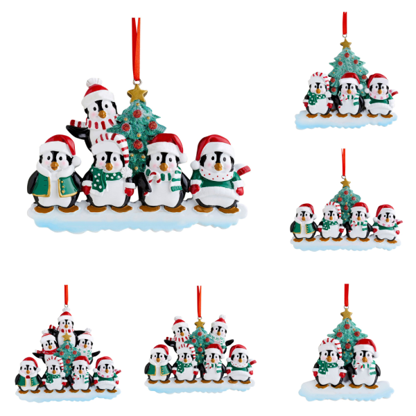 Christmas Penguin Family Pendant Xmas Tree Hängande Ornament 4 penguins