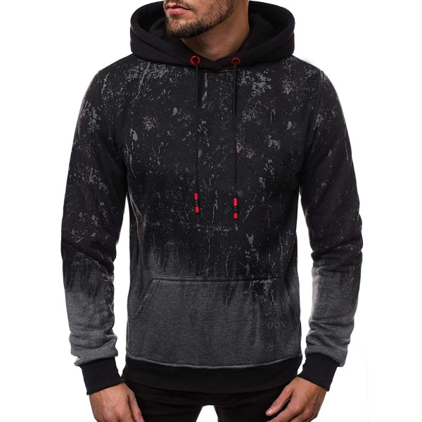 Casual tröja för män 3D Slim Pullover Hoodie Autunm Winter Dark Grey 2XL