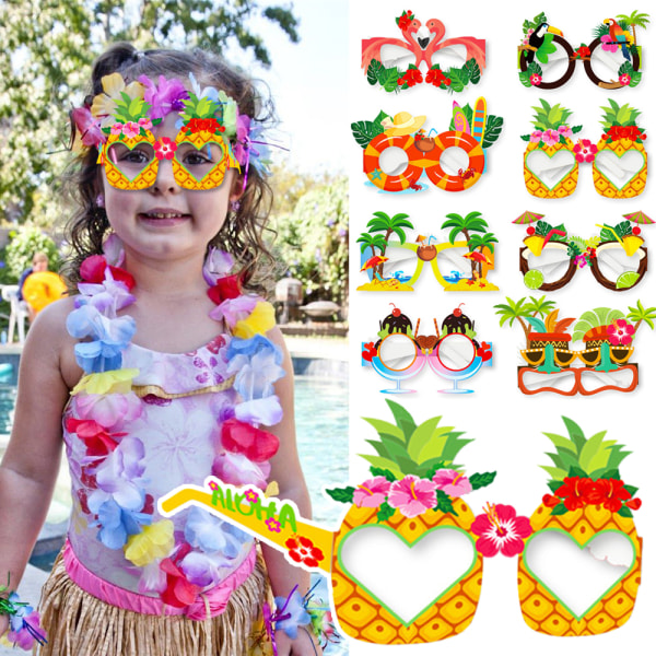8 par Hawaiian Summer Party Pappersglasögon Roliga Solglasögon Fancy Dress Rekvisita