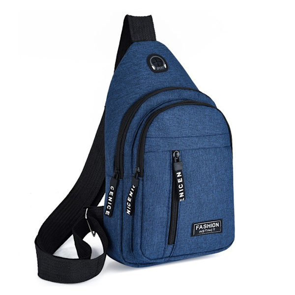 Män Bröstväska Pack Casual Dubbellager Dragkedja Shoulder Sling Ryggsäck Cross Body Väskor Blue