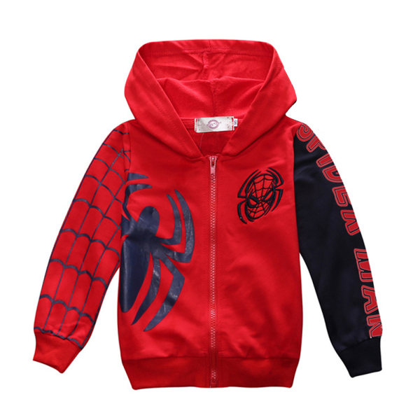 Spider-Man 3d print Kids Full Zip Hoodie Jacka Casual Hooded red 140cm