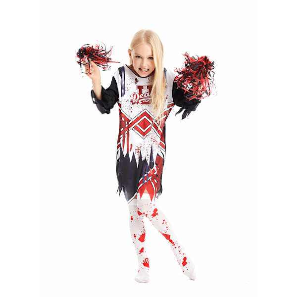 Rolig Zombie Cheerleader Halloween-kostym för barn, stora flickor XL