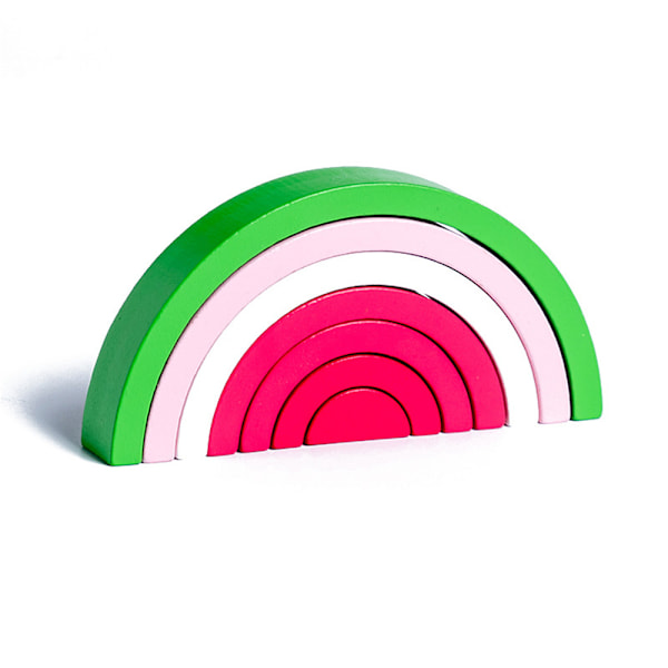 Barn i trä regnbåge stapelbara leksaker staplare Montessori nesting block färg form matchande leksaker set Watermelon