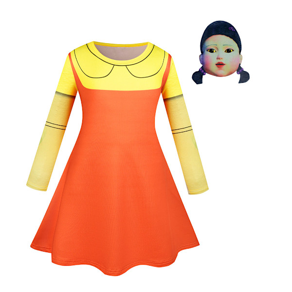 Flickor Squid Game Cosplay Fancy Dress Flickor Squid Game Cosplay Fancy Dress Filmkaraktär Squid Game NPC Flickors Klänning Cosplay Kläder A 140cm
