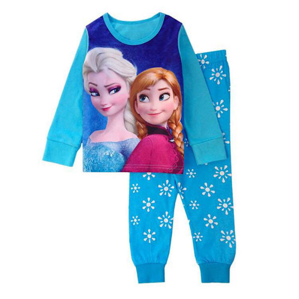 Frozen Prinsessa Småbarn Flickor Pyjamas Bomull Pjs för Pojke Nattkläder Långärmad Söt Tecknad Sovkläder Byxor Set #2 90cm