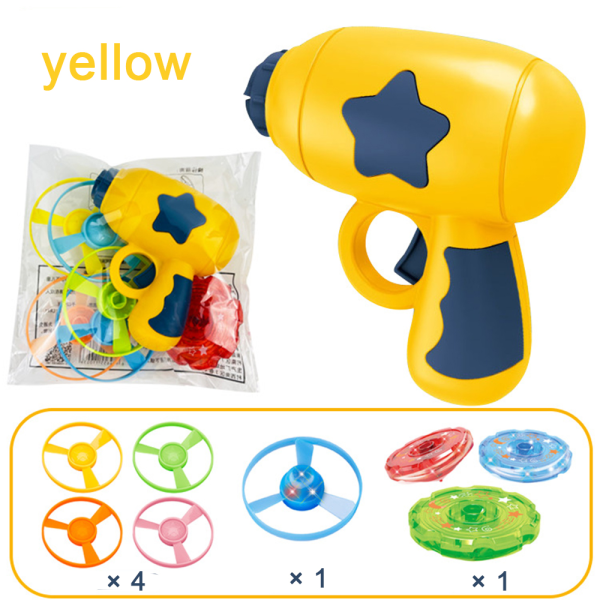Flying Saucer Launcher Set Spinning Shooter Disc Leksaker för barn yellow