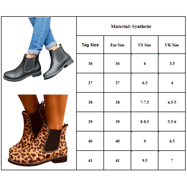 Kvinnor Casual Leopard Print Chelsea Boots Dam Ankel Skor Leopard 38 8a26 |  Leopard | 38 | Fyndiq