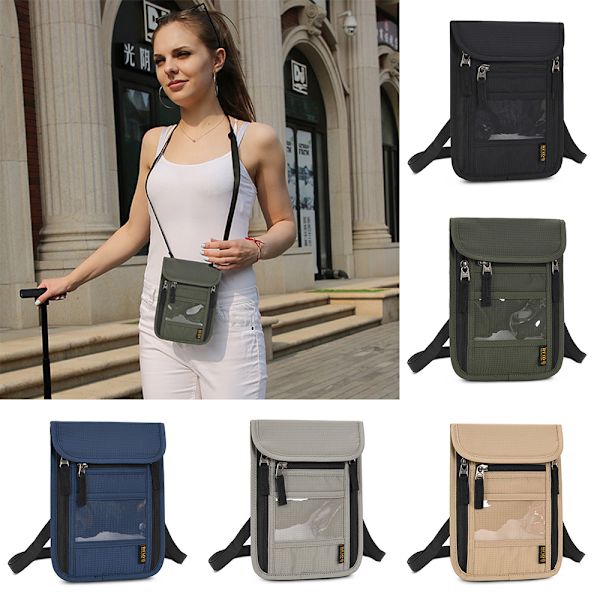 Unisex Multifunktionell Reseväska RFID-blockerande Pass- och Biljetthållare Army Green