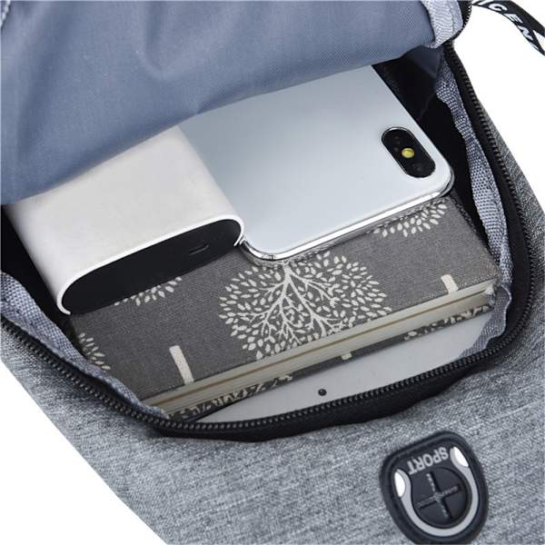 Män Bröstväska Pack Casual Dubbellager Dragkedja Shoulder Sling Ryggsäck Cross Body Väskor Gray