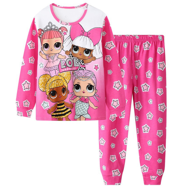 Barnflickors Pyjamas Långärmad Toppar Byxor 2PCS Set Nattkläder C 110cm