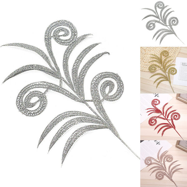 Glitter Fern Leaf Julgran Artificiella Växtblad Gold