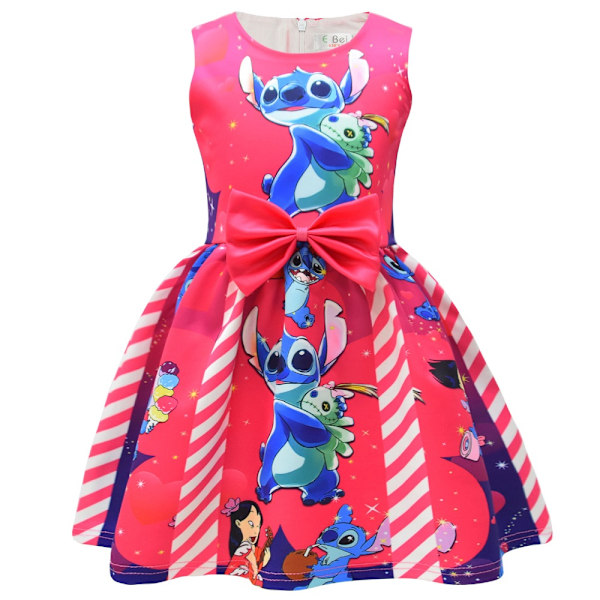 Stitch Prinsessa Party Ärmlös Klänning Barn Flicka Sommar Casual Skater Klänning A-linje Sommarklänning #2 150cm