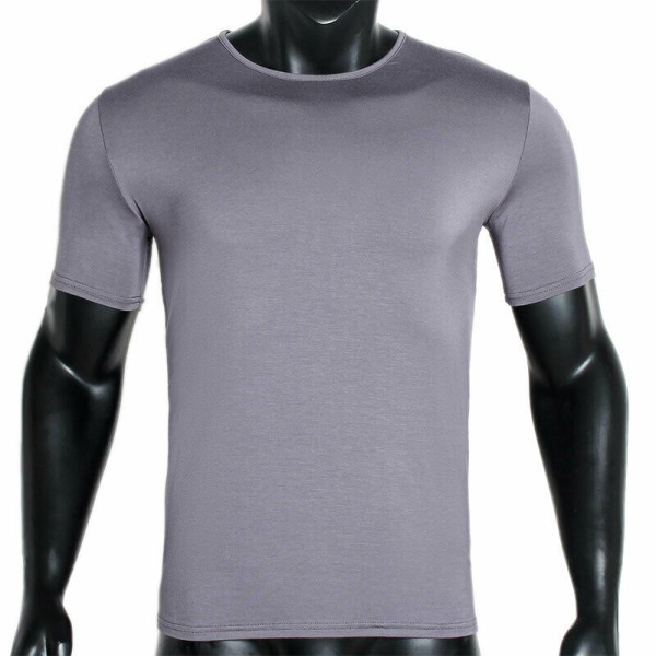 Mjuk kortärmad t-shirt för män Slim Fitness Sports Tee Toppar Black 2XL