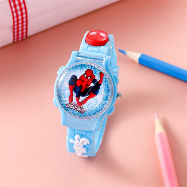 Barn Spiderman Watch Rotation Flip Strap Klockor Presenter Light blue