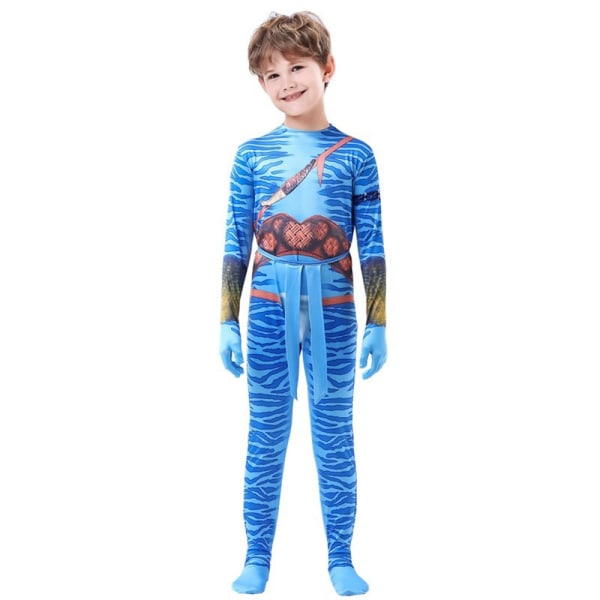 Avatar 2 Jumpsuit Barnkostym för Barn med Svans Maskeraddräkt Men 5-6Years