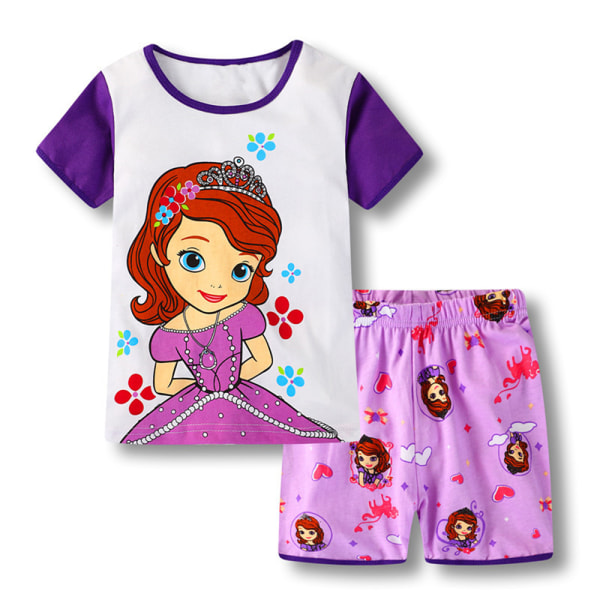 Barn Flickor Disney Character Pyjamas Kortärmad T-shirt Shorts Set Nattkläder Princess 7 Years