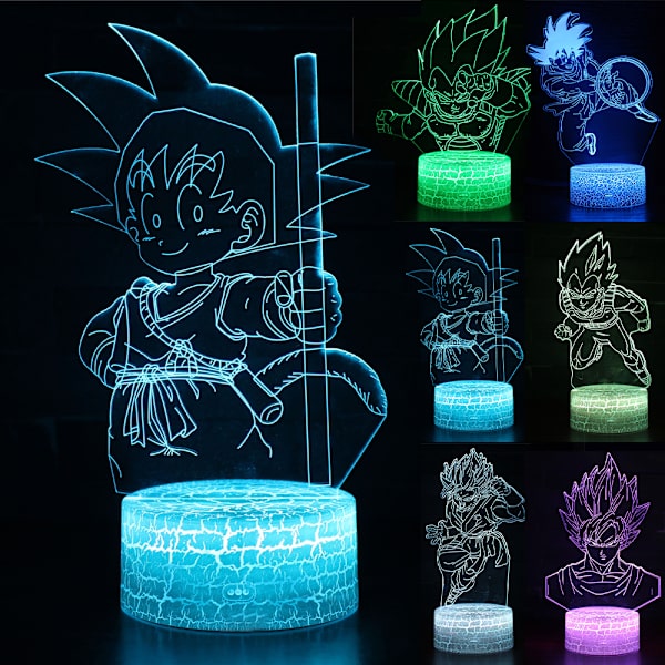 Dragon Ball 3d Lampa Led Nattljus Med Touch Control Barngåva A