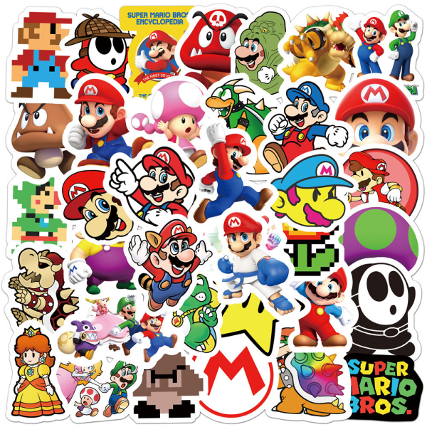 50st/ set Super Mario Stickers Laptop Vattenflaska Bagage Telefon Tecknad Dekal 50PCS