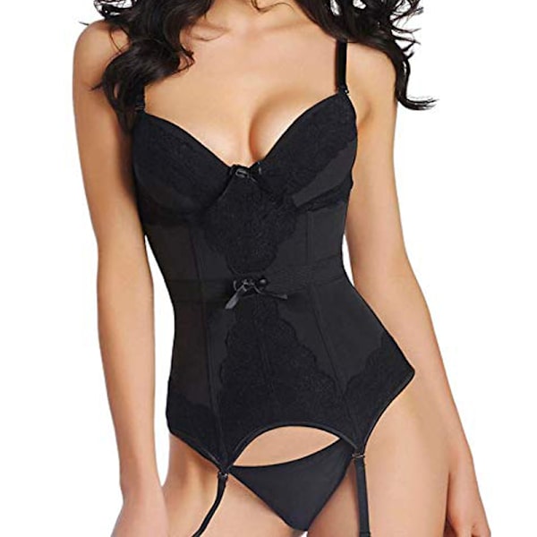 Sexig genomskinlig underkläder tunn för modekvinnor nattkläder Black XL