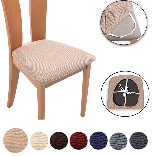 Stretchiga elastiska matstolsöverdrag Barstolssätets överdrag Avtagbart överdrag (Khaki, 6) Khaki ,6PCS