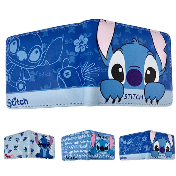 Lilo och Stitch Liten Plånbok för Barn PU Läder Bifold Kortfodral RFID Blockerande Myntväska C