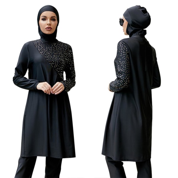 Baddräkt för vuxna print Islam baddräkt hijab baddräkt black l