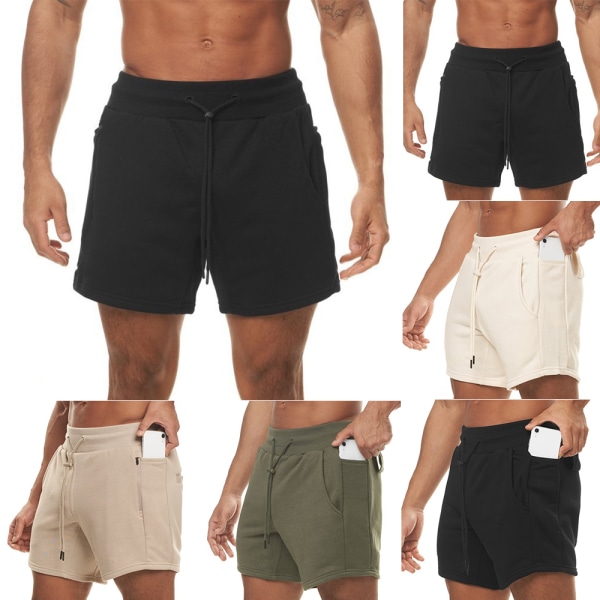 Enfärgade sportshorts för män med casual Black L