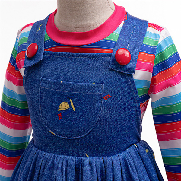 Barns lekdräkt utklädningsdräkt Halloween-dräkter Chucky jumpsuit cosplay, födelsedagsfester och Halloween-firande 110cm