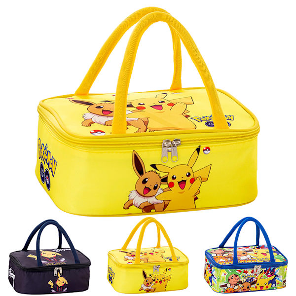 Multifunktionell Lunchlåda Lunchväska, Bärbar Pikachu Återanvändbar Lunch Tote Blue