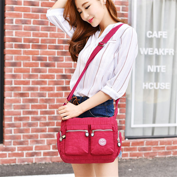 Damväska Messenger Cross Body Bag Kvinnor Axelväska Semester rose red