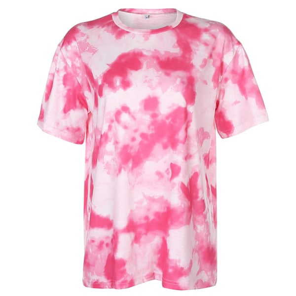 Kvinnors Tie Dye T-shirt Kortärmade Shorts Byxor Lounge Set Pink XL