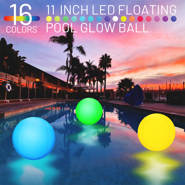 Poolleksak & 16 färger LED-ljusboll Strandfestboll Barnspel