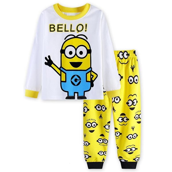 Minions Pyjamas för Småbarn Pojkar Flickor Bomull Nattkläder för Pojke Långärmad Söt Tecknad Sovkläder Byxor Set #1 110cm