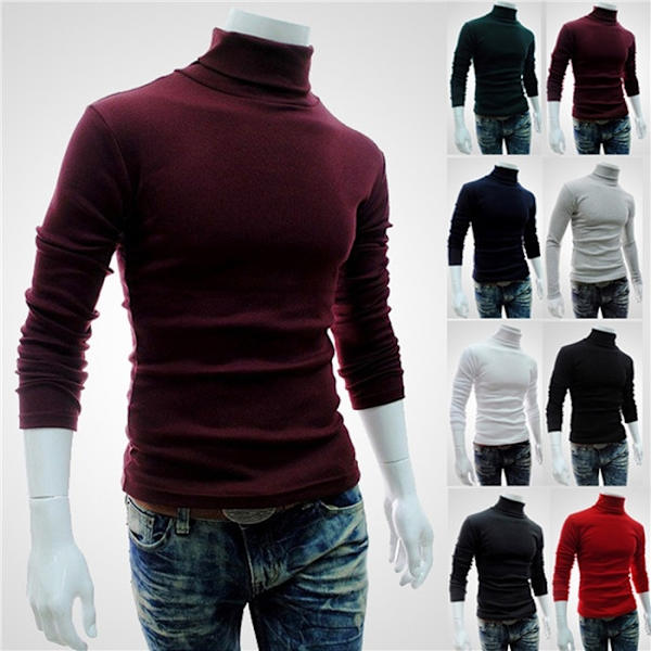 Ny långärmad tröja med polokrage för män red XL