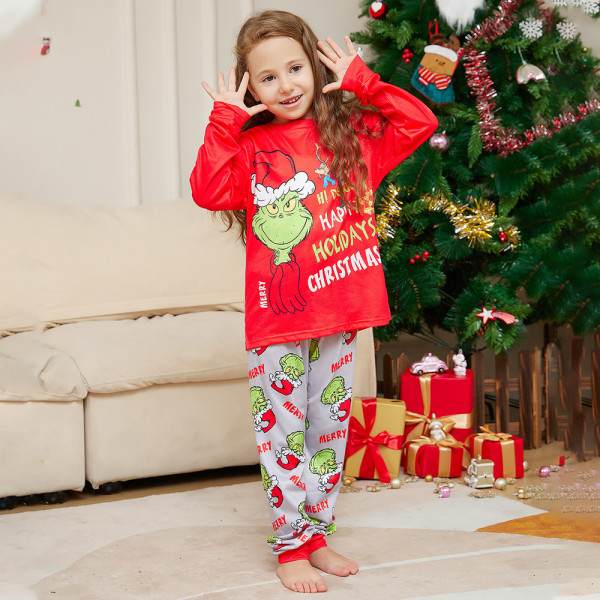 Julfamilj matchande pyjamas festival sovkläder hemmakläder Kids 3T