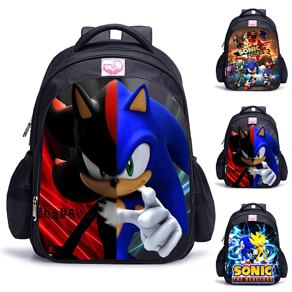 Barn Sonic The Hedgehog Pojke Flicka Ryggsäck Skolväska Ryggsäck Cartoon Bookbag Gåvor A S