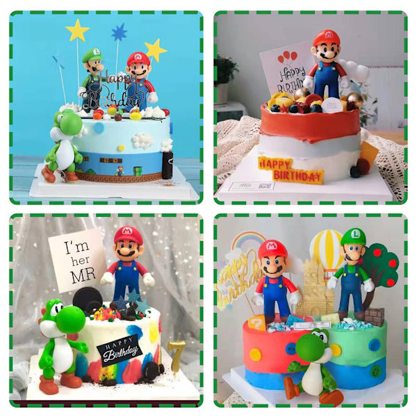3 st Super Mario Bros Actionfigur Leksak Mario Yoshi Docka Present