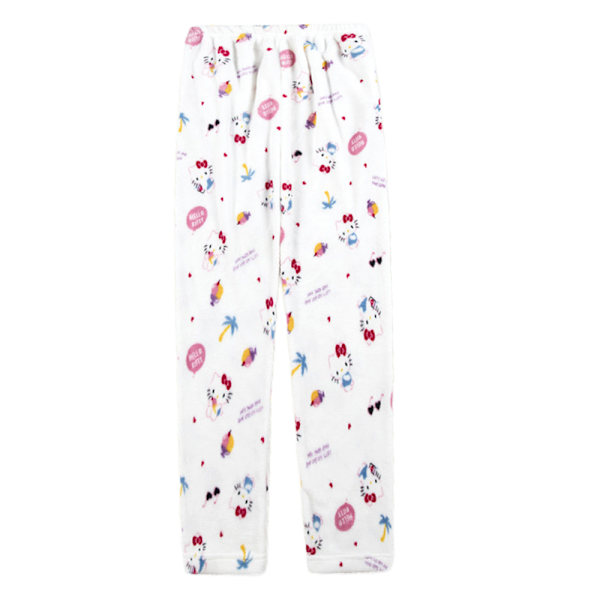 Dam Flanell Pyjamas med Cartoon Anime Casual Mysig Mjuk Byxor Vinter Varma Sovkläder Byxor White L