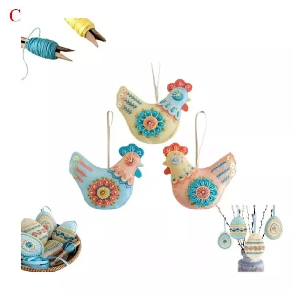 NYTT DIY Broderat Filt Påskägg Kit, Handbroderat Ullfilt Hantverkskit C