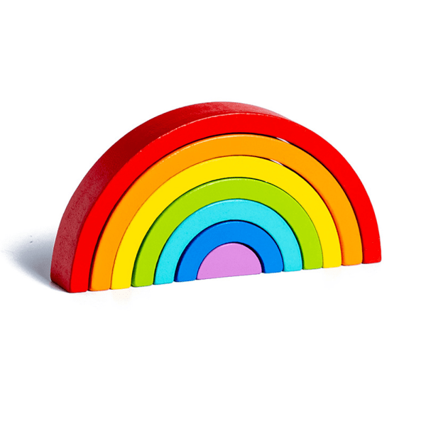 Barn Trä Regnbåge stapling leksaksstaplare Montessori häckande block Färgform Matchande leksaker Set Rainbow