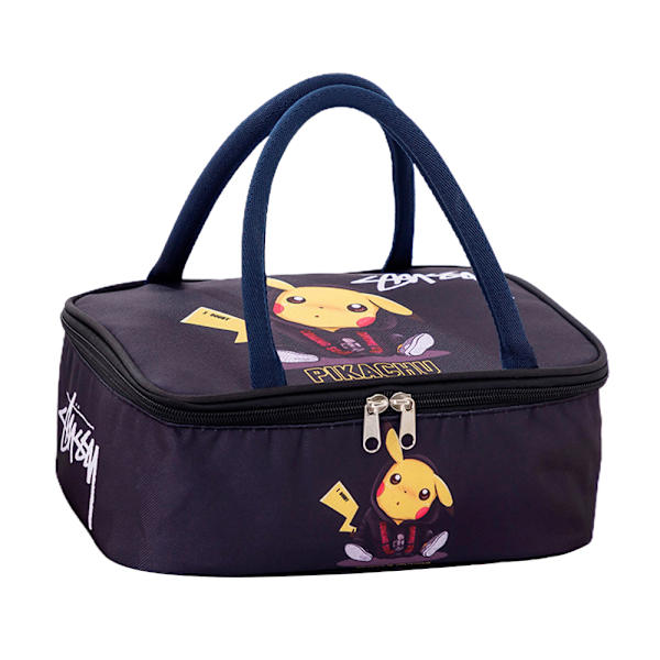 Multifunktionell Lunchlåda Lunchväska, Bärbar Pikachu Återanvändbar Lunch Tote Black