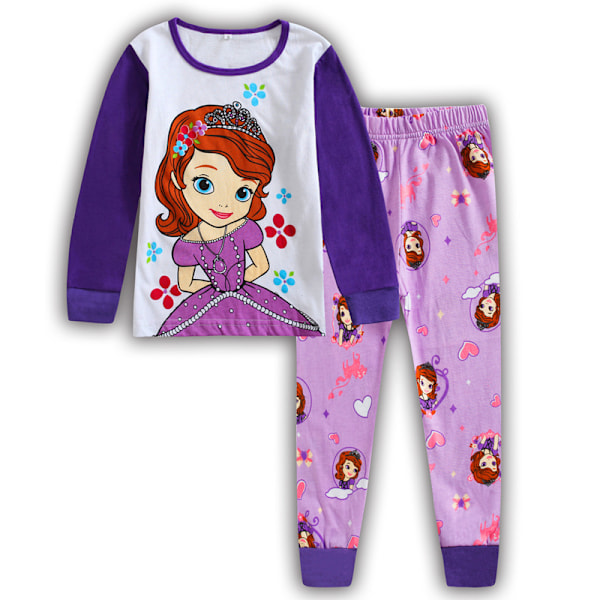 Frozen Prinsessa Småbarn Flickor Pyjamas Bomull Pjs för Pojke Nattkläder Långärmad Söt Tecknad Sovkläder Byxor Set #7 90cm