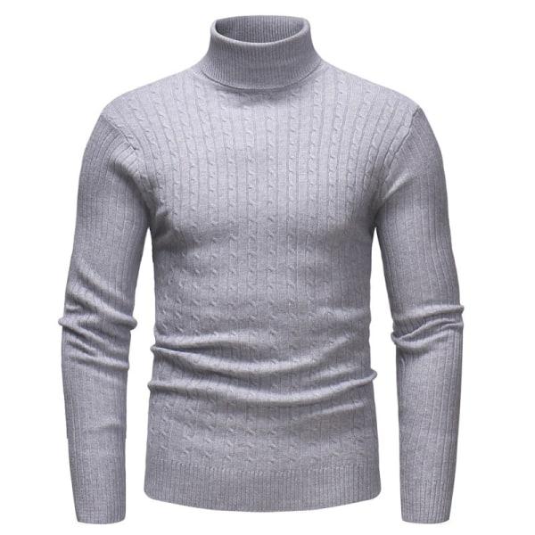 Höst Vinter Man Vintage Stickad Pullover Tröja light gray 2XL