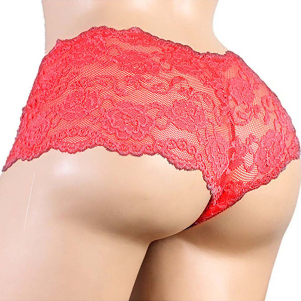 Mjuk Elasticitet Sexiga kalsonger för män Half Back Cover Underkläder Red 2XL