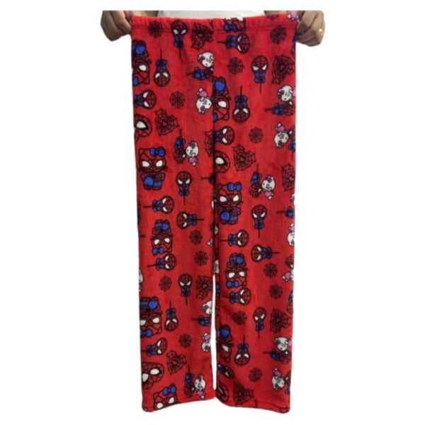 Katt-Cartoon Pyjamasbyxor för Kvinnor Pyjamasbyxor för Flickor Innebyxor Söta Katt Flanell Bekväma Sovbyxor C L