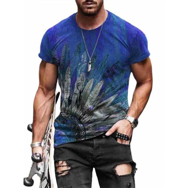 Kreativ 3D- printed rundhalsad kortärmad T-shirt för män As pics 2XL